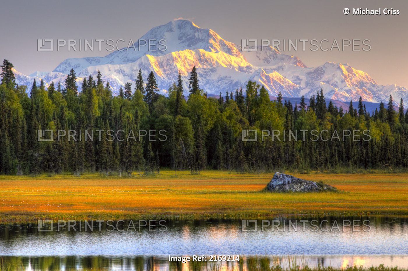 Scenic View Of Mt. Mckinley At Sunset As Seen From South Of The Denali National ...