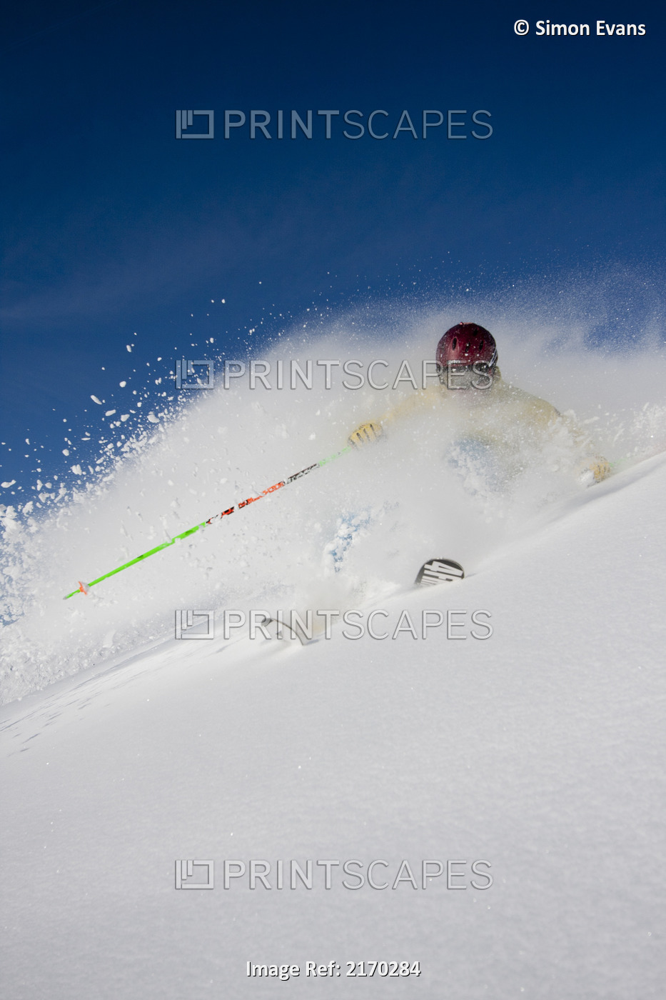 Downhill Skier In The Backcountry Of Alyeska Resort, Southcentral Alaska, Winter