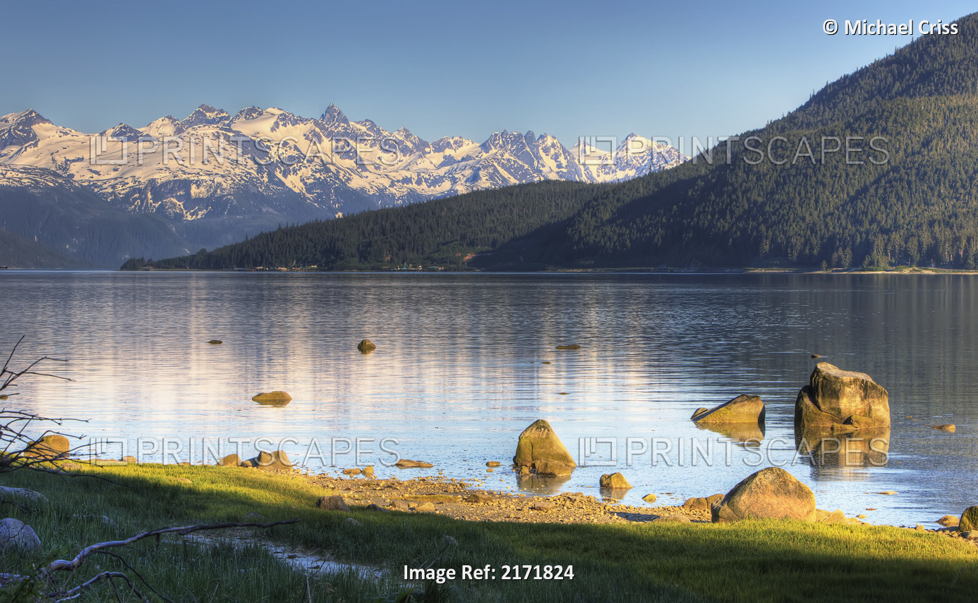 View Of Lutak Inlet And The City Of Haines, Southeast Alaska, Summer, Hdr Image