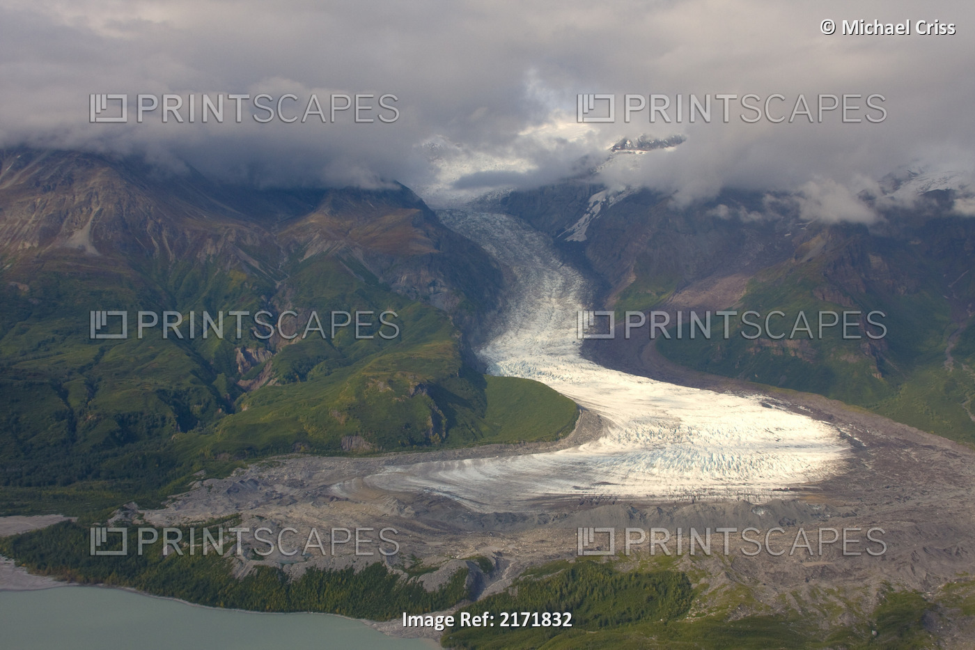 View Of Barrier Glacier Entering Into The East Side Of Chakachamna Lake, Alaska ...