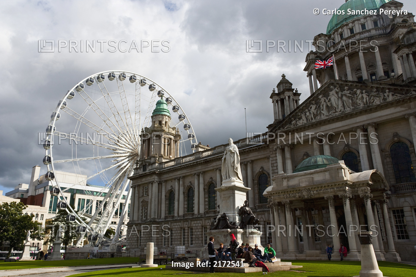 City Hall And Belfast Eye In Belfast, Northern Ireland