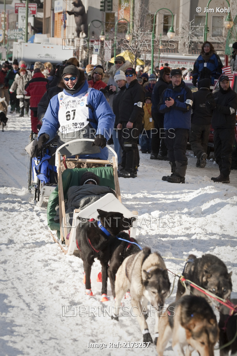 John Baker Leaving The Ceremonial Start Of The 2008 Iditarod Sled Dog Race, ...