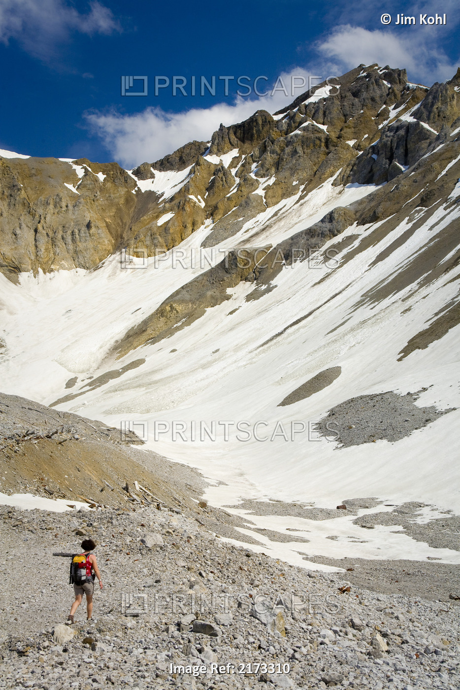 Woman Hiking In The Jumbo Mine Glacial Bowl Above Kennecott In Wrangell-St. ...