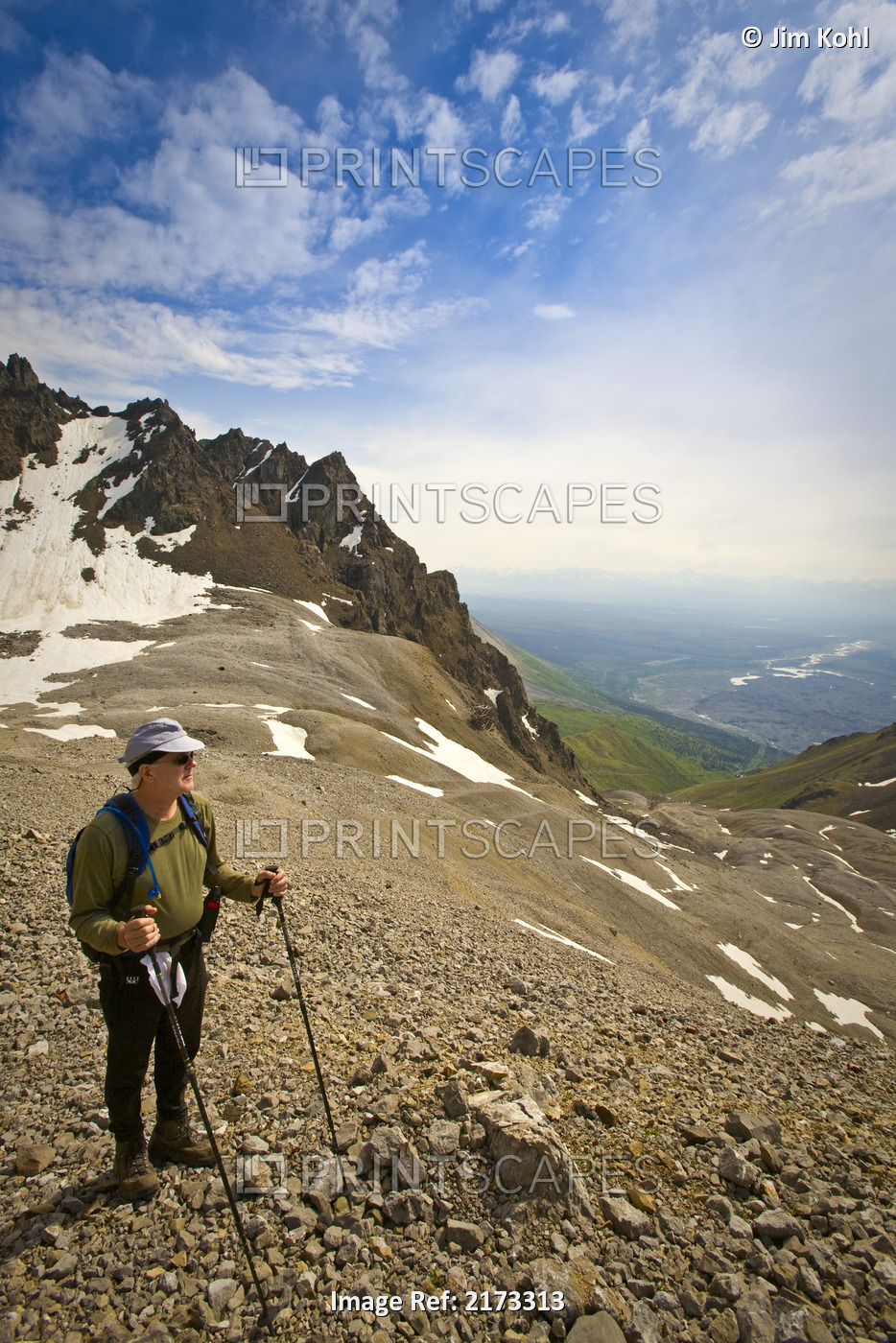 Man Hiking On A Rock Glacier On The Trail To The Jumbo Mine Above Kennecott In ...