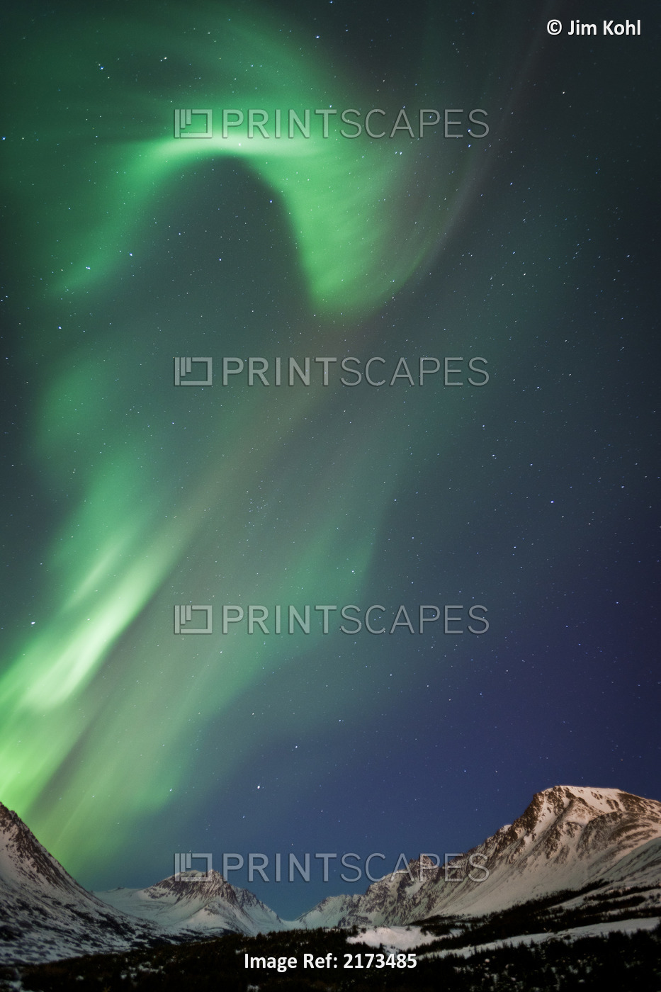 View Of The Aurora Borealis Over The Chugach Mountains, Anchorage, Southcentral ...