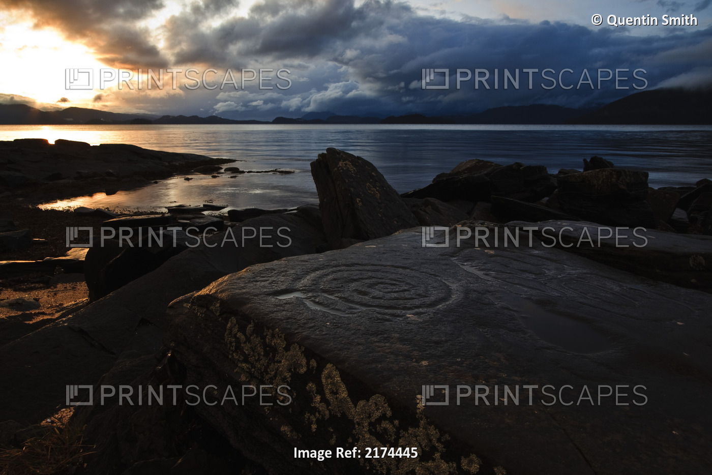 Ancient Native Alaskan Petroglyphs Carved In Rocks On Wrangell Island, ...