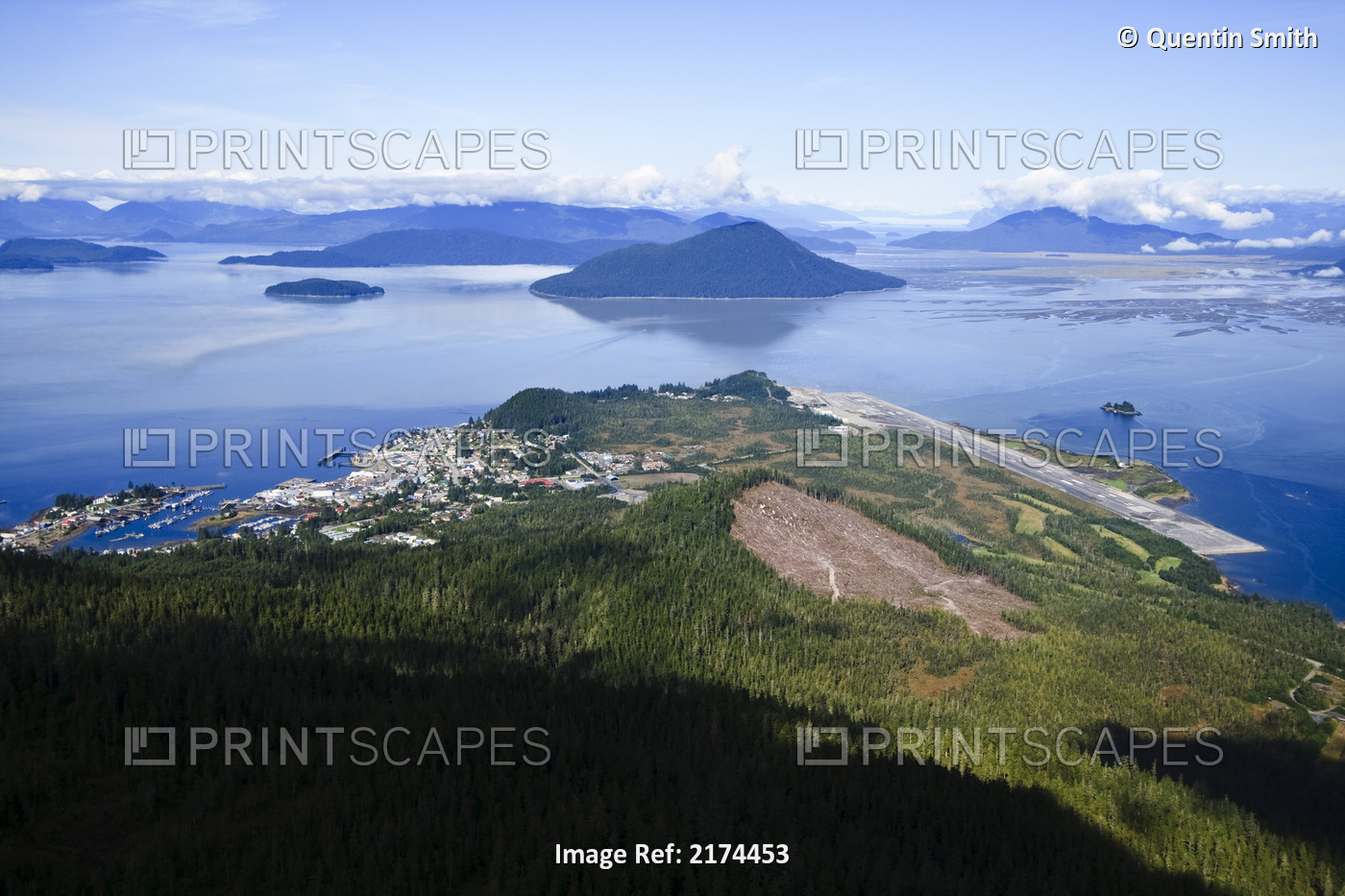 Mountain Top View Of Zimovia Strait And The City Of Wrangell From Mount Dewey ...