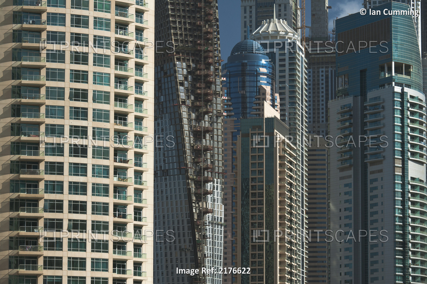 UAE, Dubai, Residential and office blocks built and under construction; Dubai ...