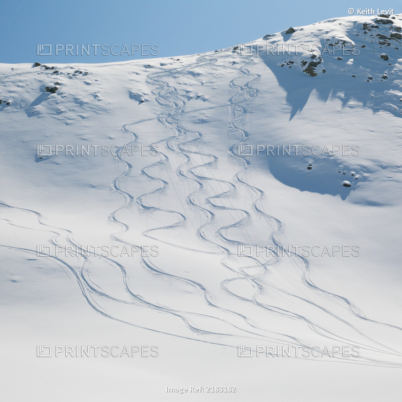 Ski tracks in the snow on a mountain;Zermatt valais switzerland