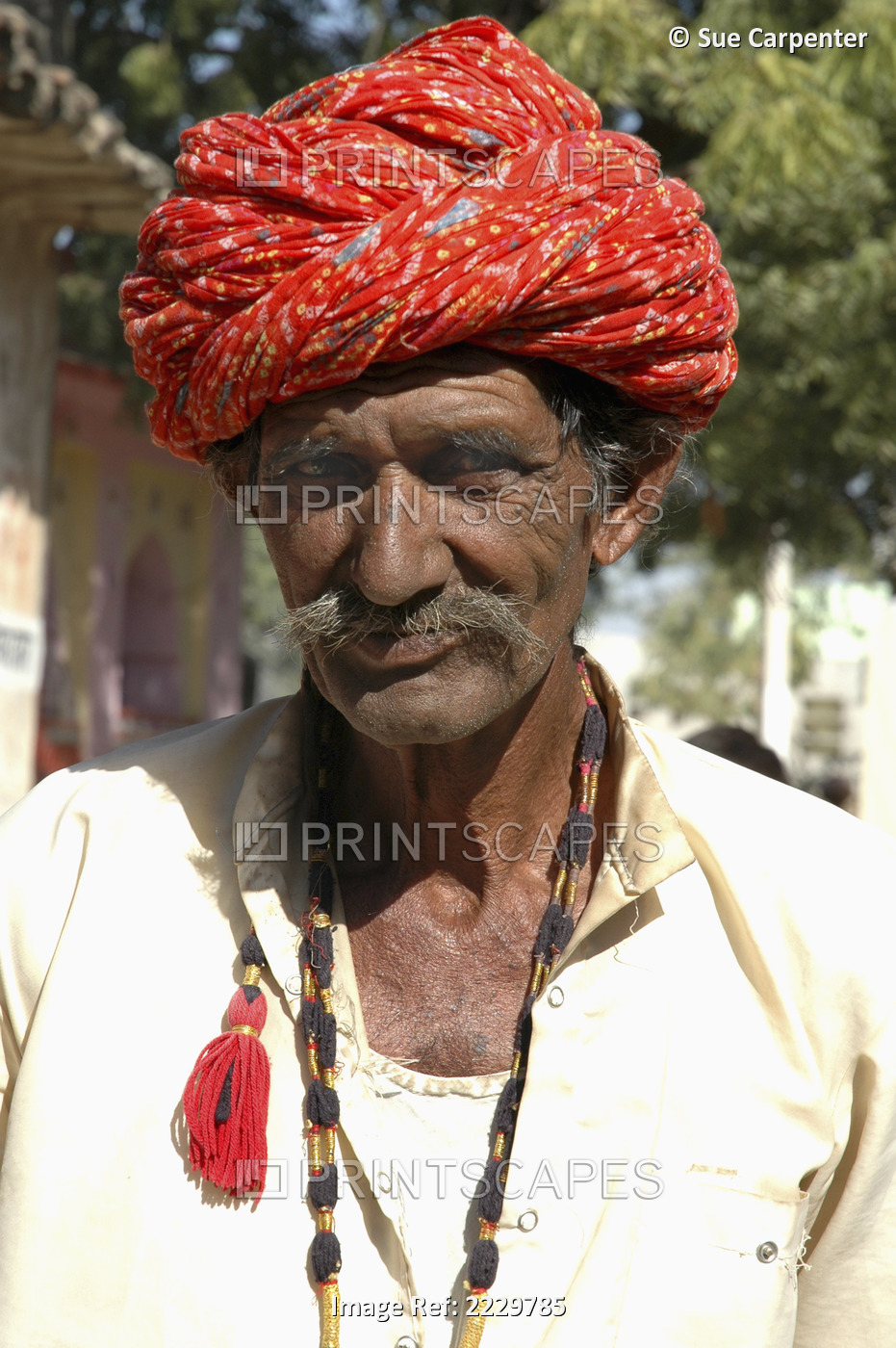 India, Rajasthan, Rajasthani Farmer In Red Turban; Nimaj