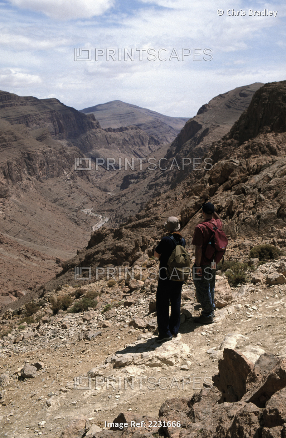 Tourists / Couple Walking / Trekking, High Atlas Mountains, Todra Gorge, Morocco