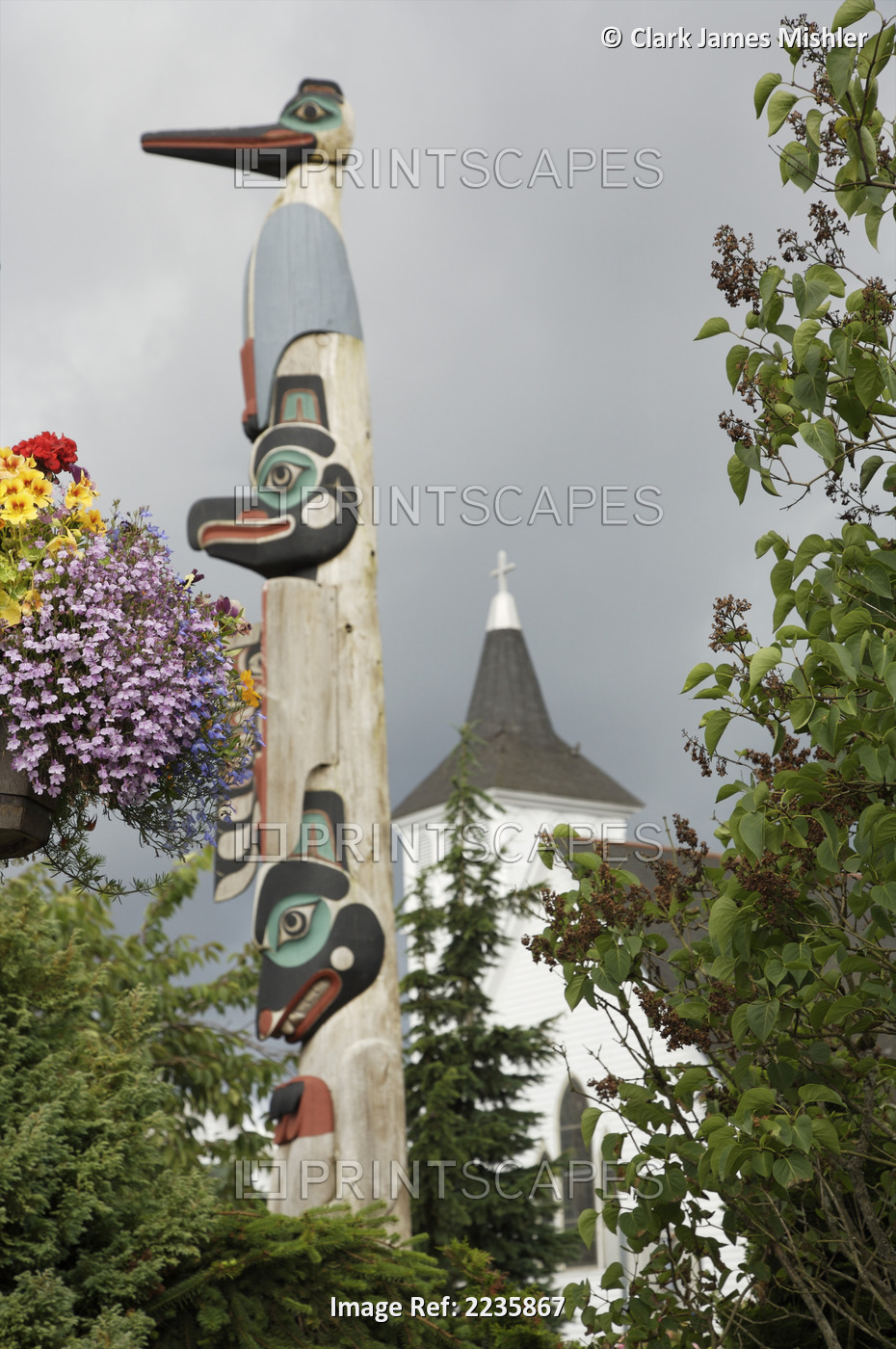 View Of A Totempole In Downtown Ketchikan, Alaska