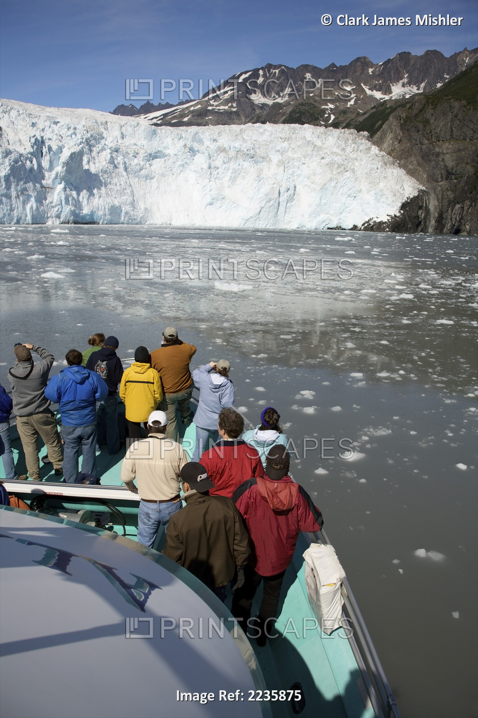 Tourists View Glacier From The Bow Of A Kenai Fjords Tour Of Resurrection Bay, ...