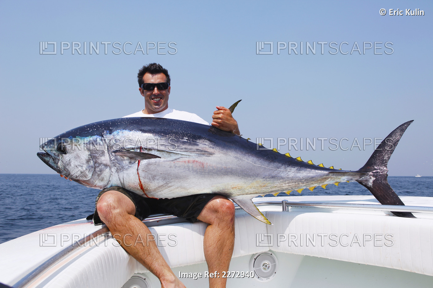 Man holding a bluefin tuna; massachusetts usa