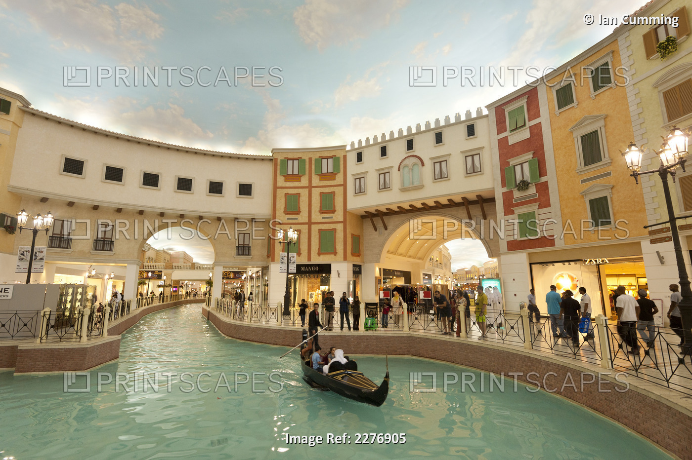 Electric Gondola On Canal In The Villagio Shopping Mall; Doha, Qatar