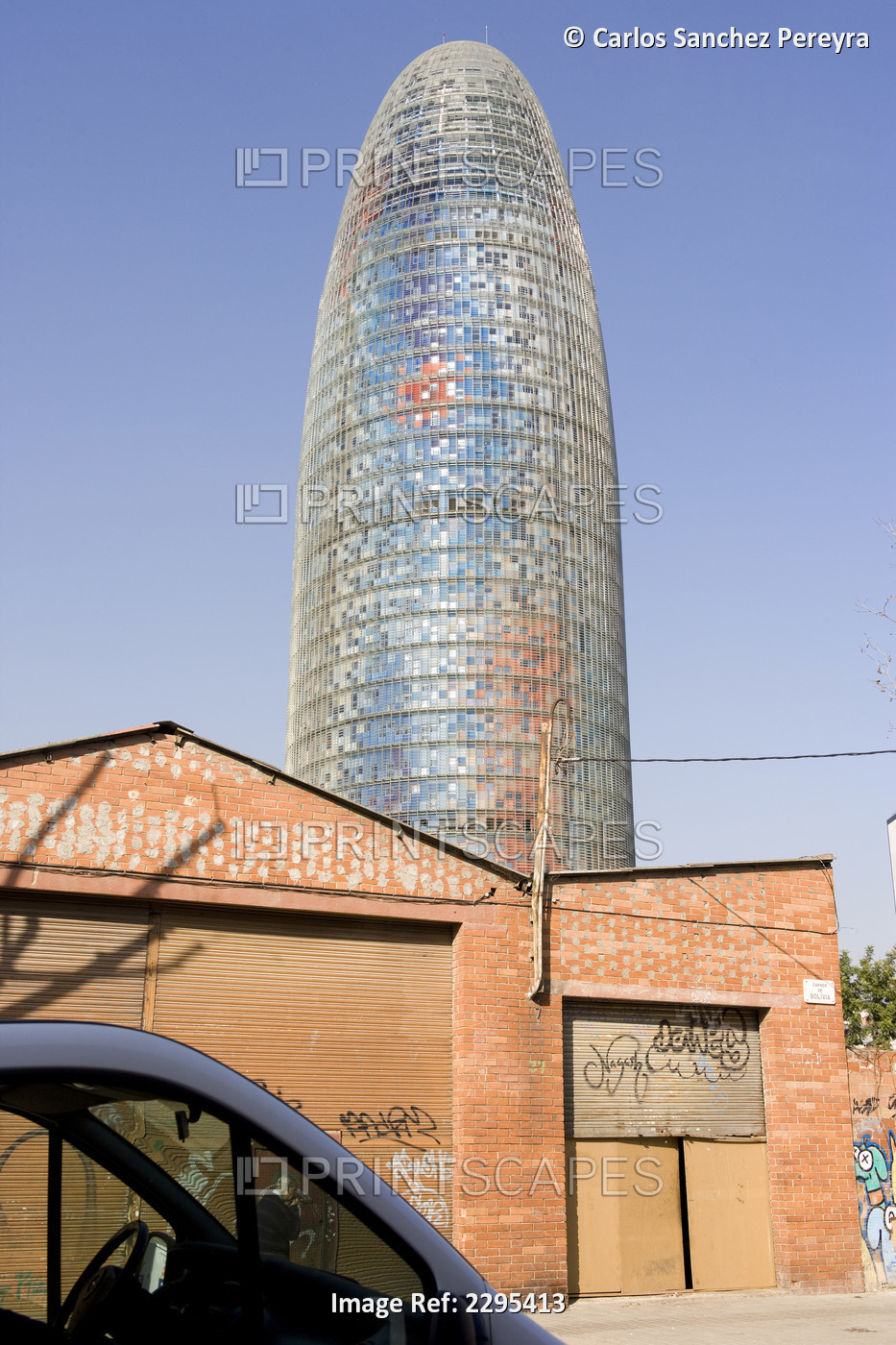 View Of Agbar Tower From Poble Nou, Barcelona, Catalonia, Spain