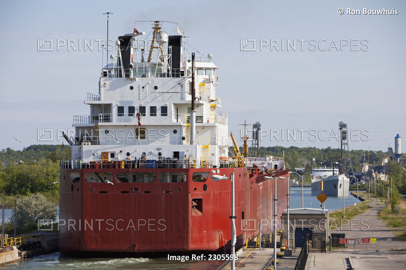 A Self-Unloading Bulk Freighter And A Cement Carrier At Lock 3 Of The Welland ...