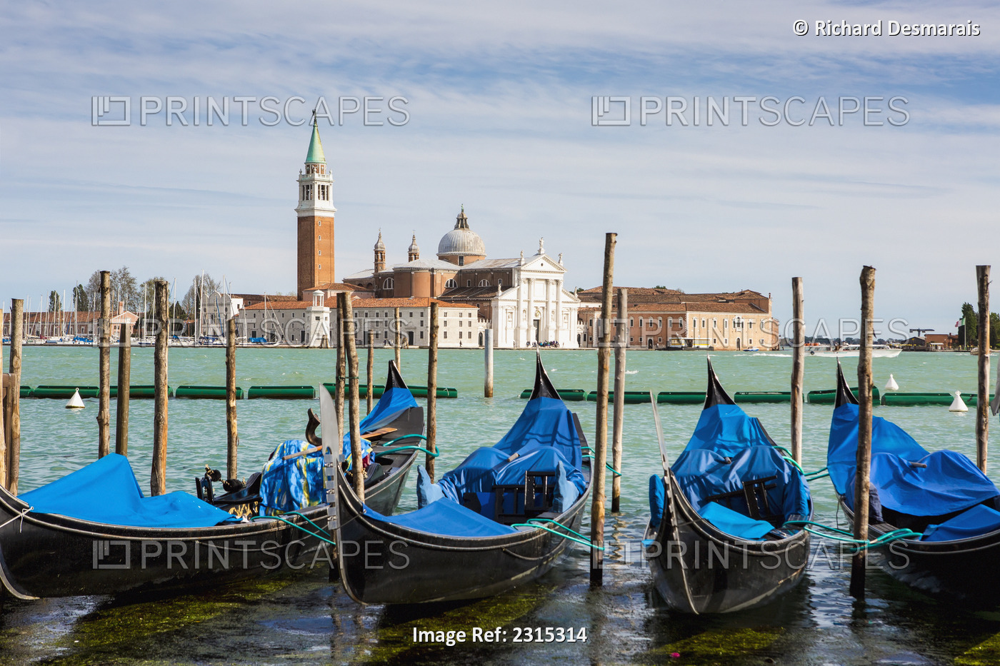 Boats anchored at marina; Venice, Italy