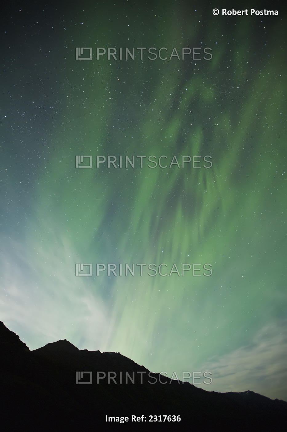 The aurora borealis or northern lights shine in the night sky over the ...