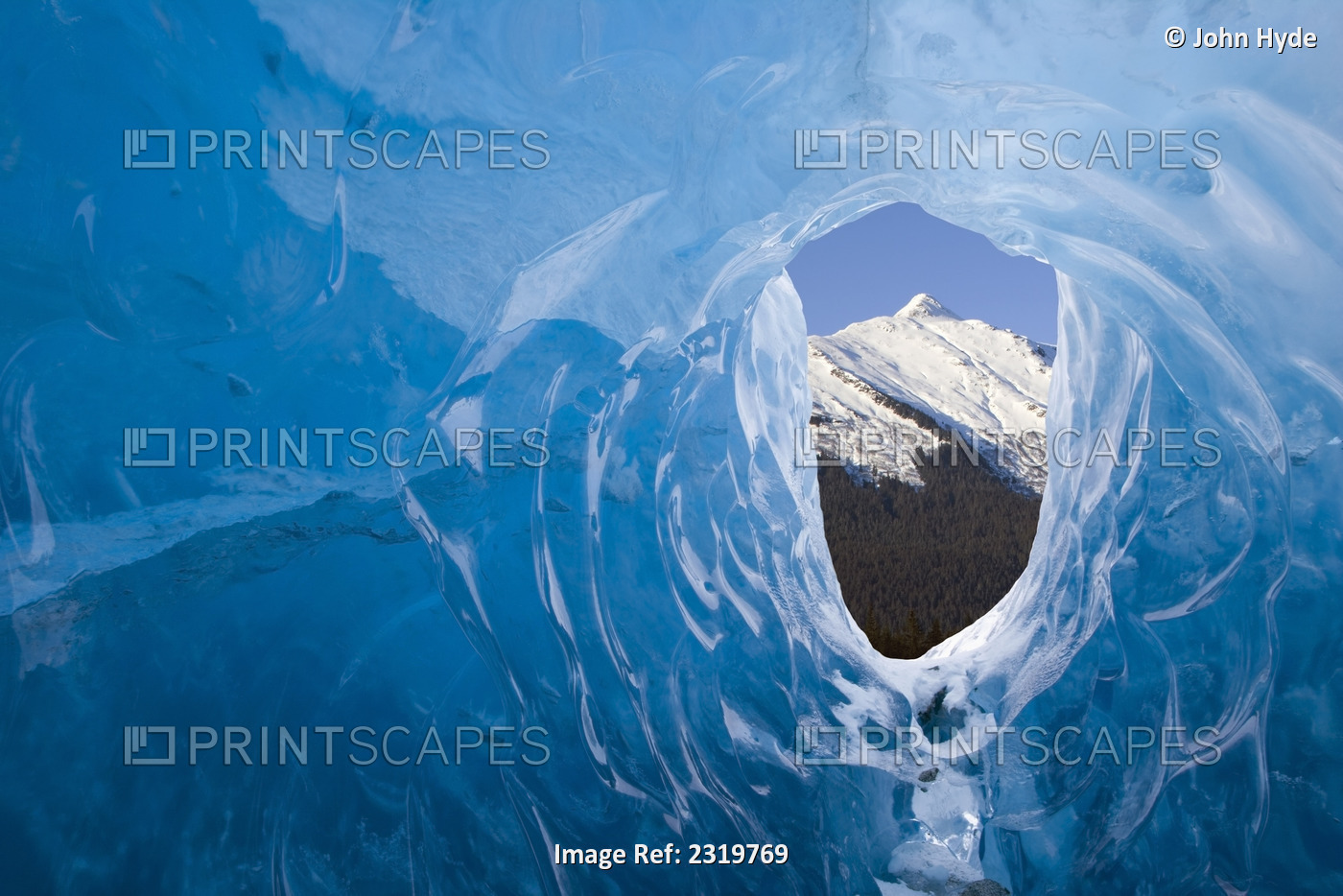 Male Ice Climber Inside Ice Cave Mendenhall Glacier Tongass National Forest ...