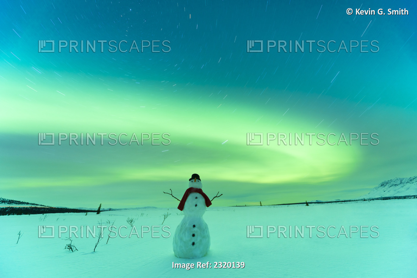 Digitally Altered,Snowman Watching Northern Lights, Winter, Eureka Summit, ...