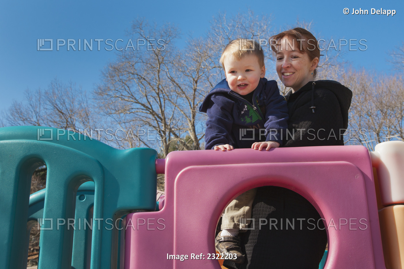 A mother with her young son at the playground; Willimantic, connecticut, united ...