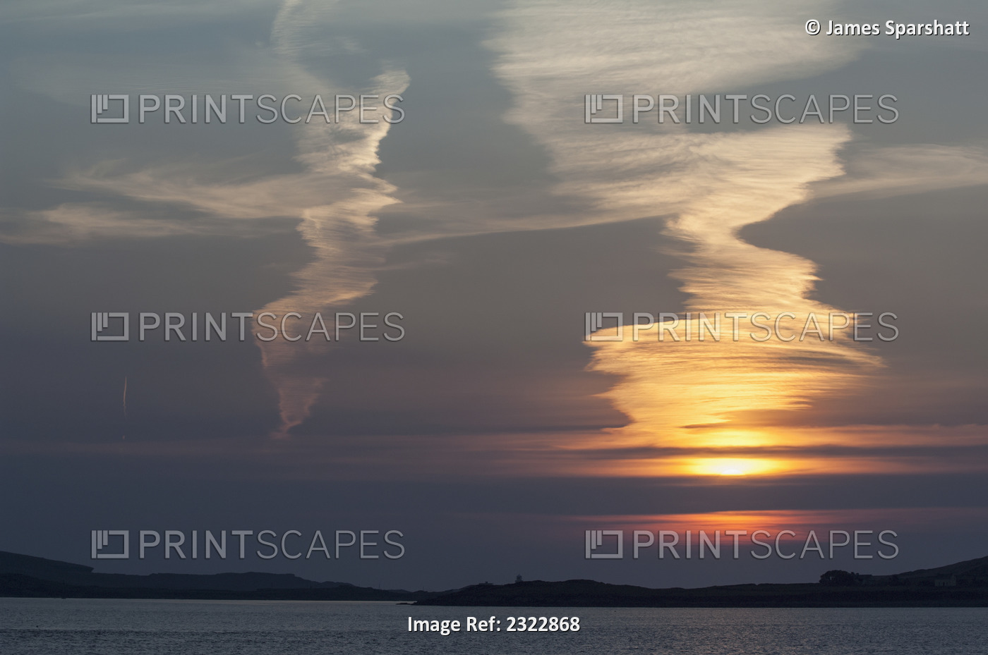 Sunset at Reenard Point looking across to Valentia Island; Cahersiveen, Iveragh ...
