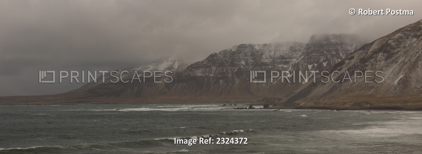 The Strandir Coastline In A Snowstorm Located In The Westfjords; Iceland