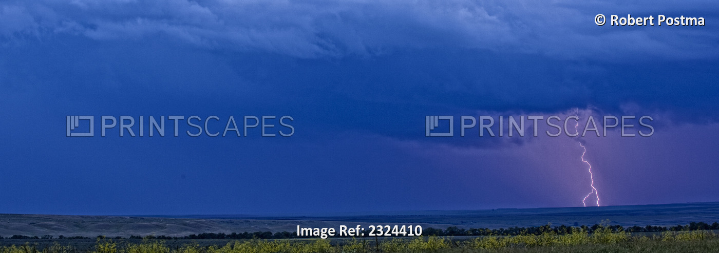Lightning Strike Over The Prairies; Saskatchewan, Canada
