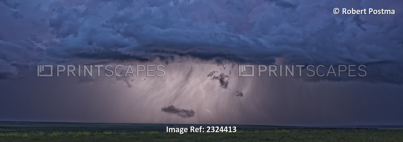 An Intense Thunderstorm Races Across The Prairies; Val Marie, Saskatchewan, ...