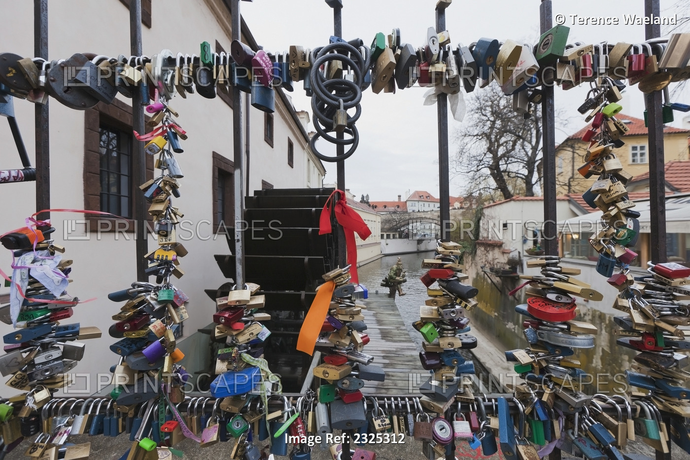 Love locks on a metal fence; Prague, czech republic