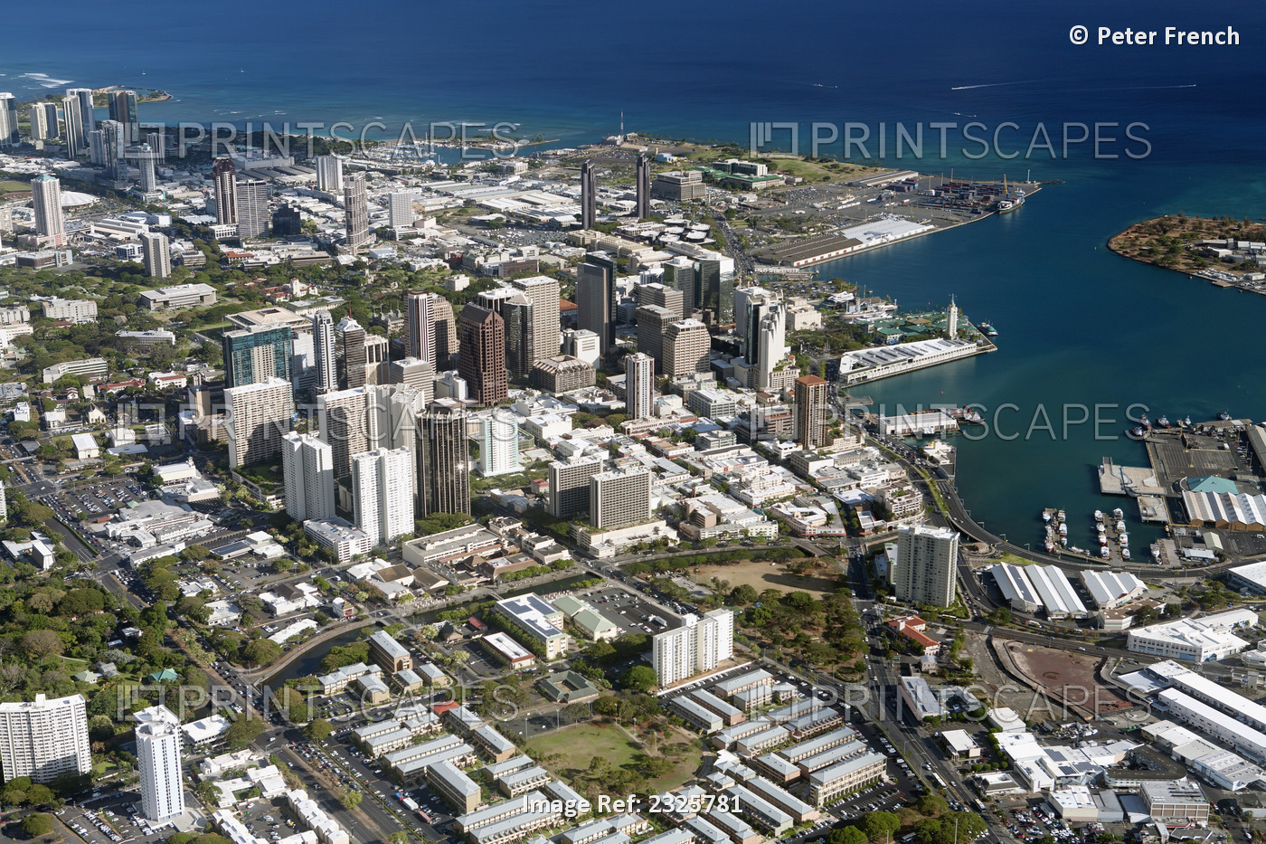 Aerial View Of An Hawaiian City On The Coast; Hawaii, United States Of America