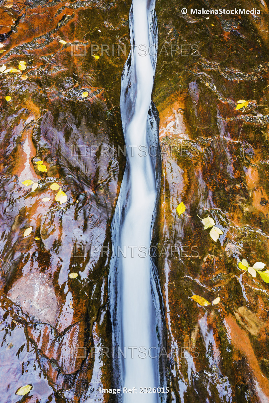 Water flowing in beautiful stone rivet along the subway trail in zion national ...