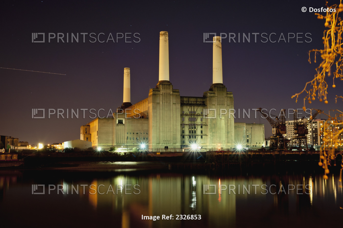 UK, England, Battersea Power Station at night; London