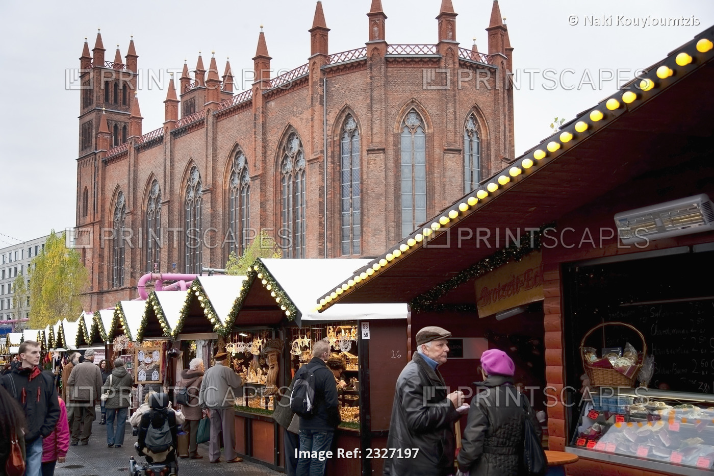 Germany, Christmas Market with St Hedwigs Cathedral in background; Berlin