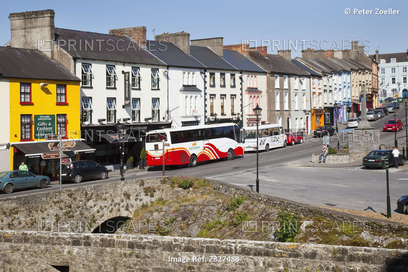 Colourful residential buildings and a busy street; Cahir county tipperary ...