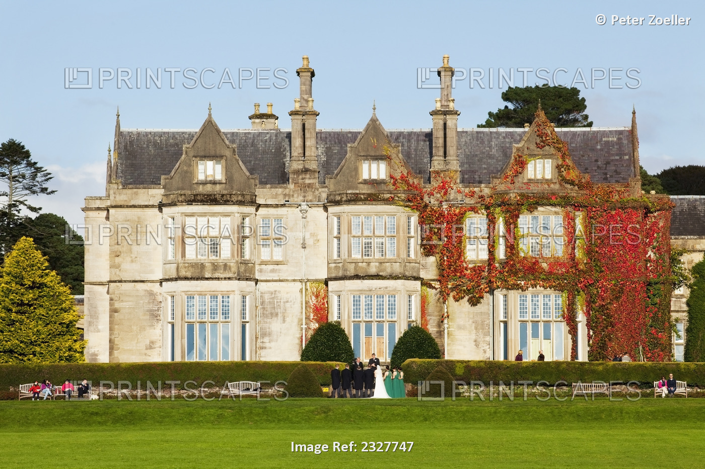 A wedding being performed outside muckross house; Killarney county kerry ireland