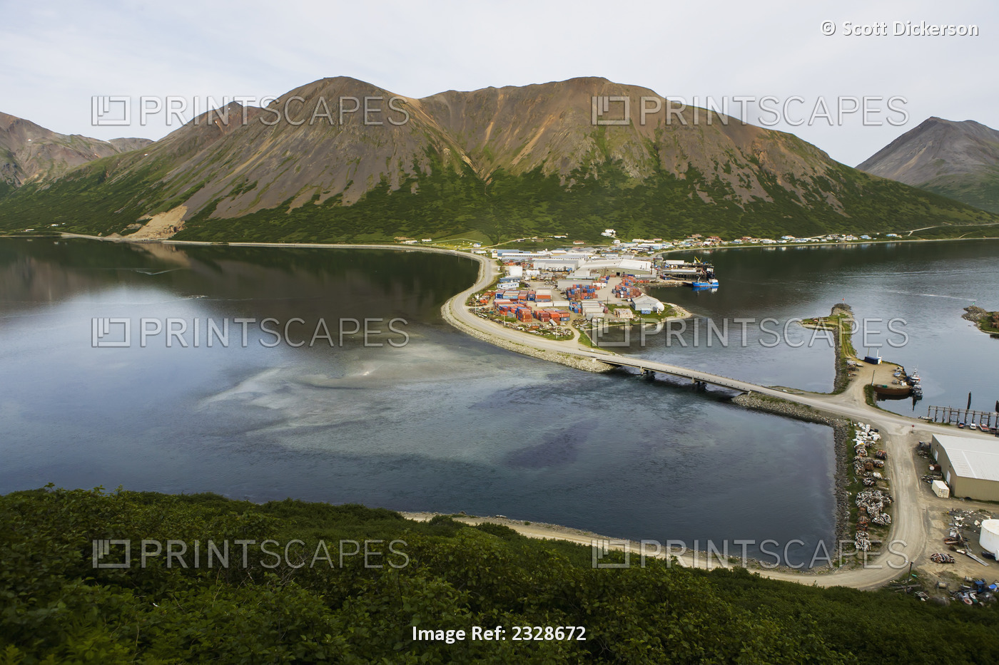 View Of The City Of King Cove And King Cove Lagoon From Atop A Nearby Mountain, ...