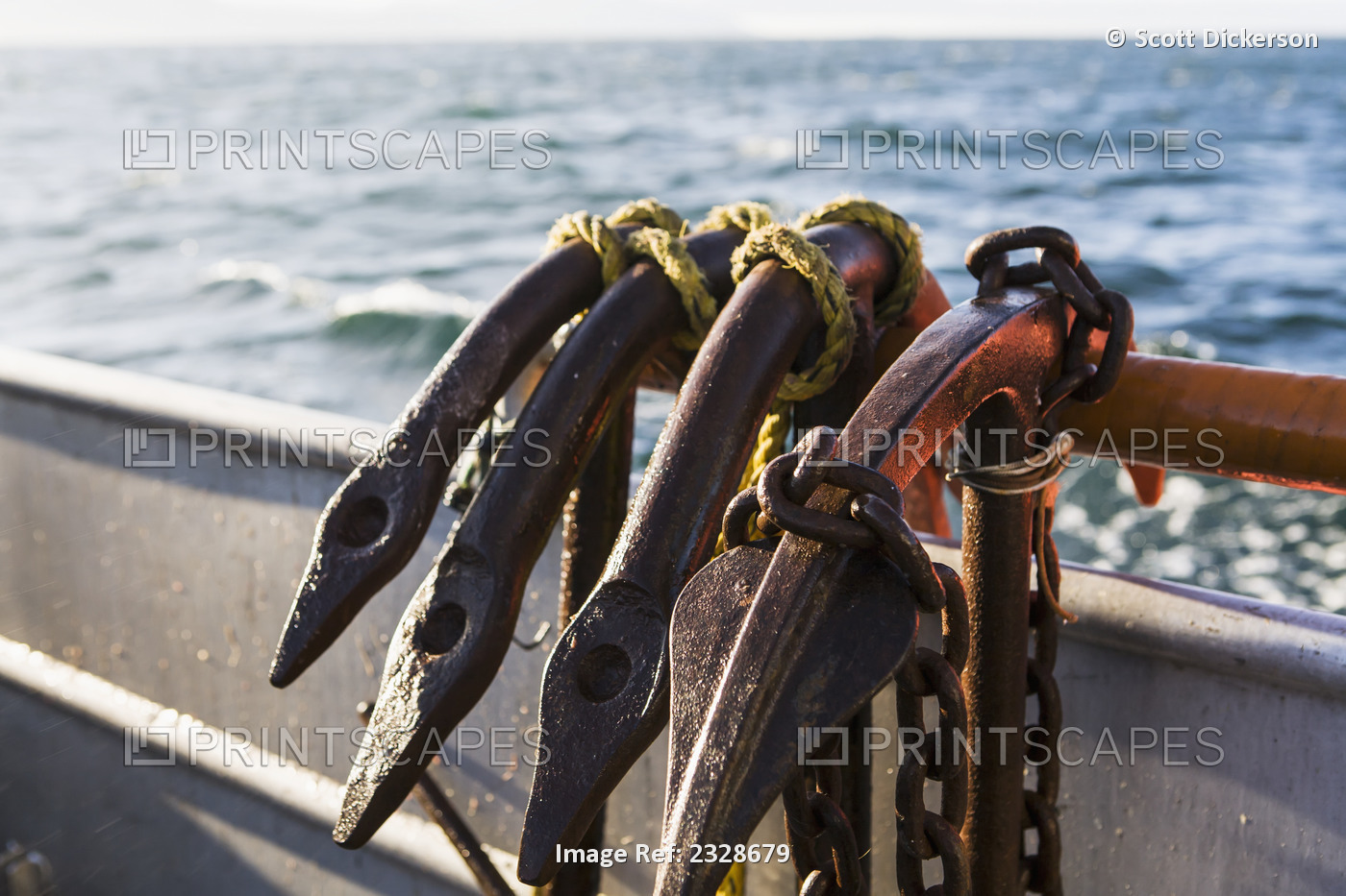 Longline Anchors On The Rail Of The F/V Lucky Dove While Commercial Fishing For ...