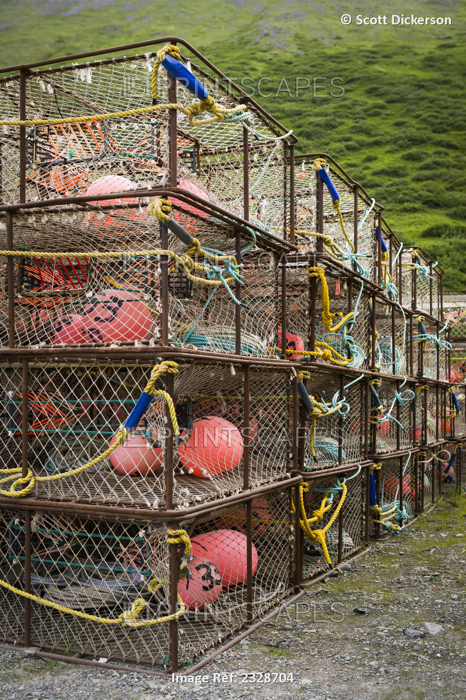 Commercial Crab Fishing Pots Stored At The Port Of King Cove, Alaska Peninsula; ...