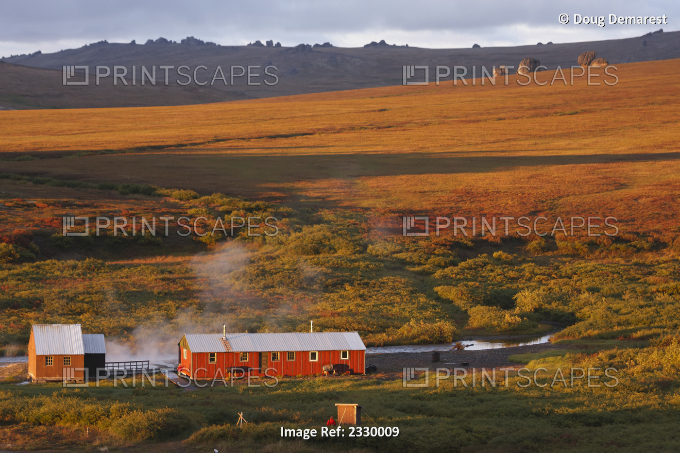 Bathhouse And Public Shelter At Serpentine Hot Springs And Fall Color On The ...