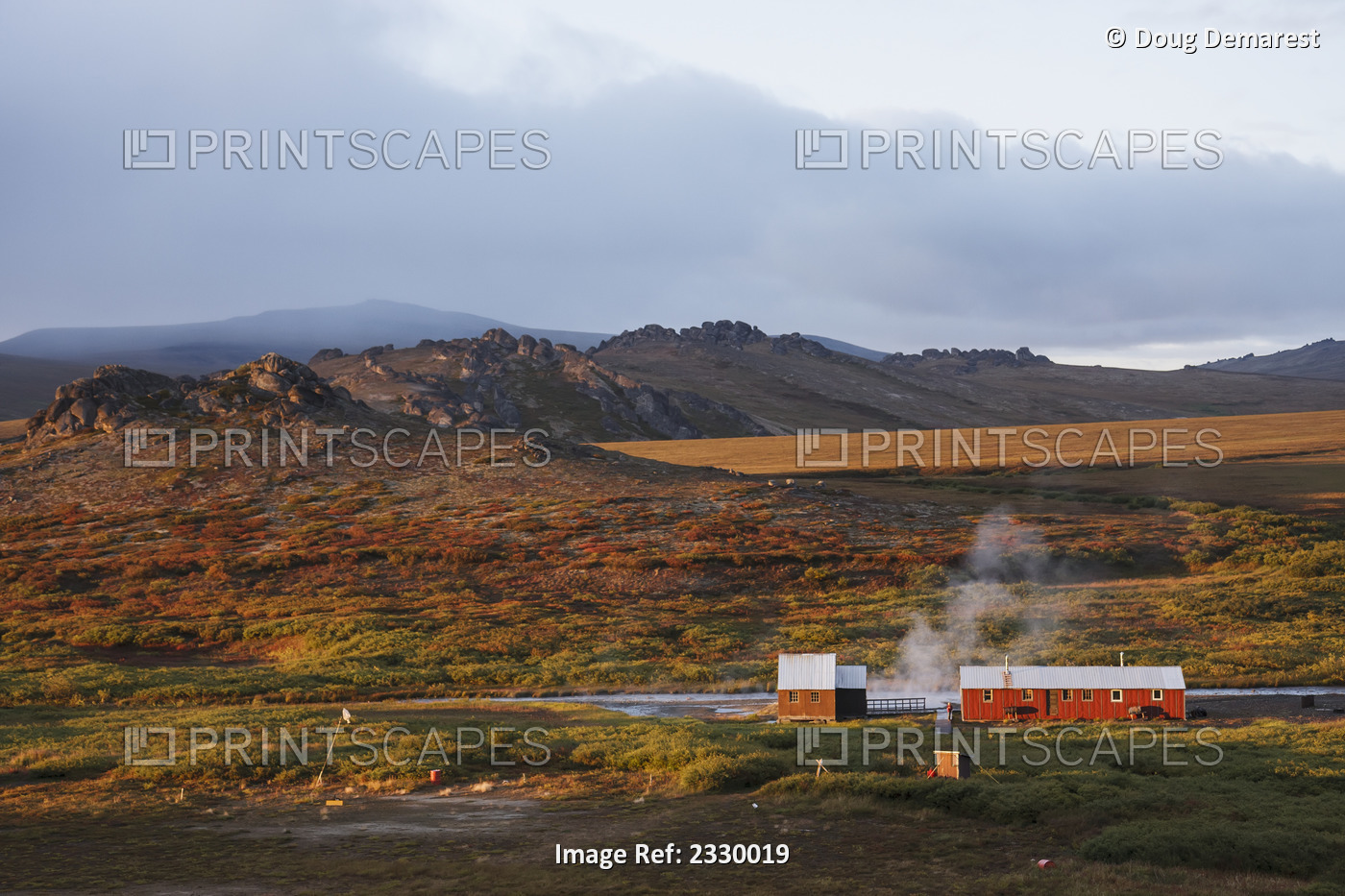 Bathhouse And Public Shelter At Serpentine Hot Springs And Fall Color On The ...