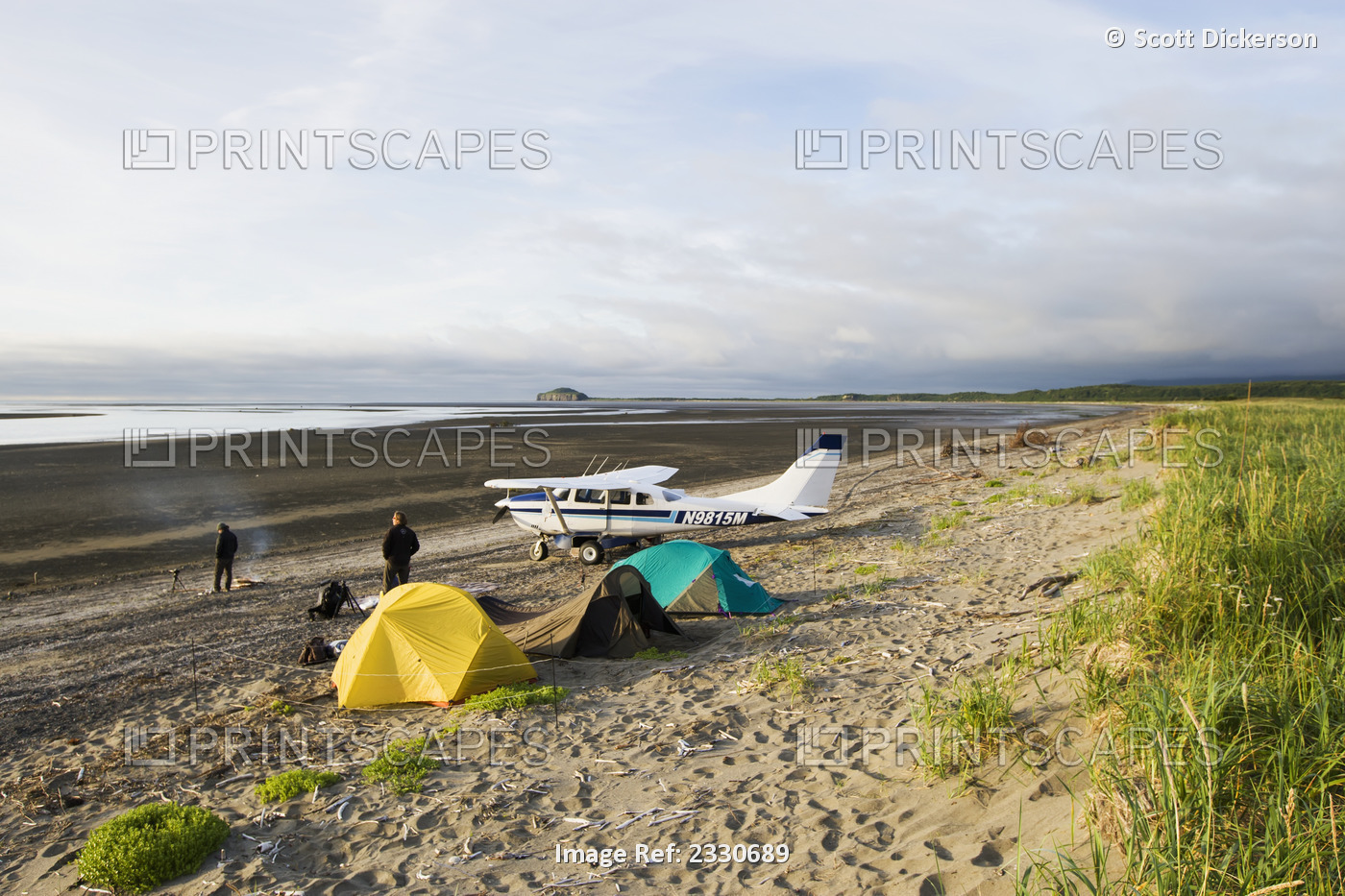 Visitors Camp In Hallo Bay, Katmai National Park, Alaska Peninsula, Southwest ...