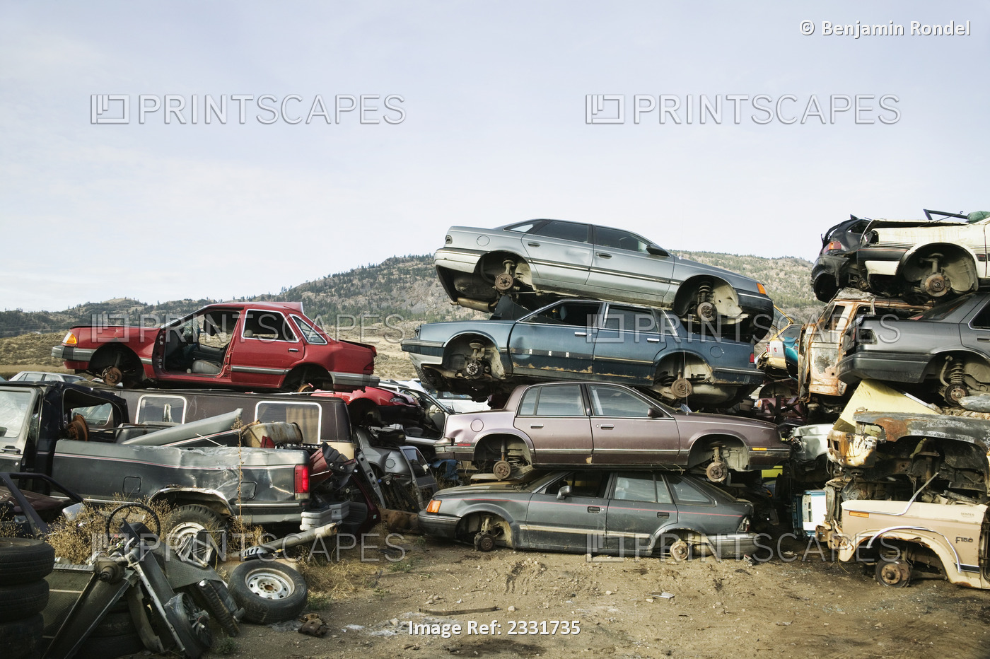 Cars In Junkyard; British Columbia, Canada