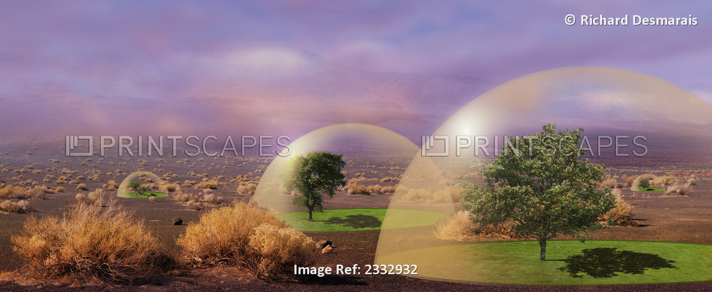 Futuristic Environmental Protection Domes;Death Valley California Usa