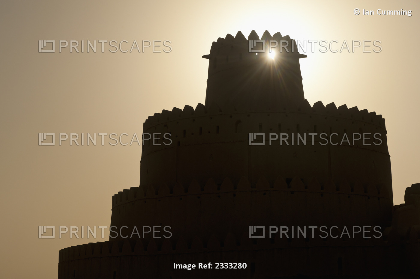 Silhouette Of Al Jahili Fort; Al Ain, Abu Dhabi, United Arab Emirates