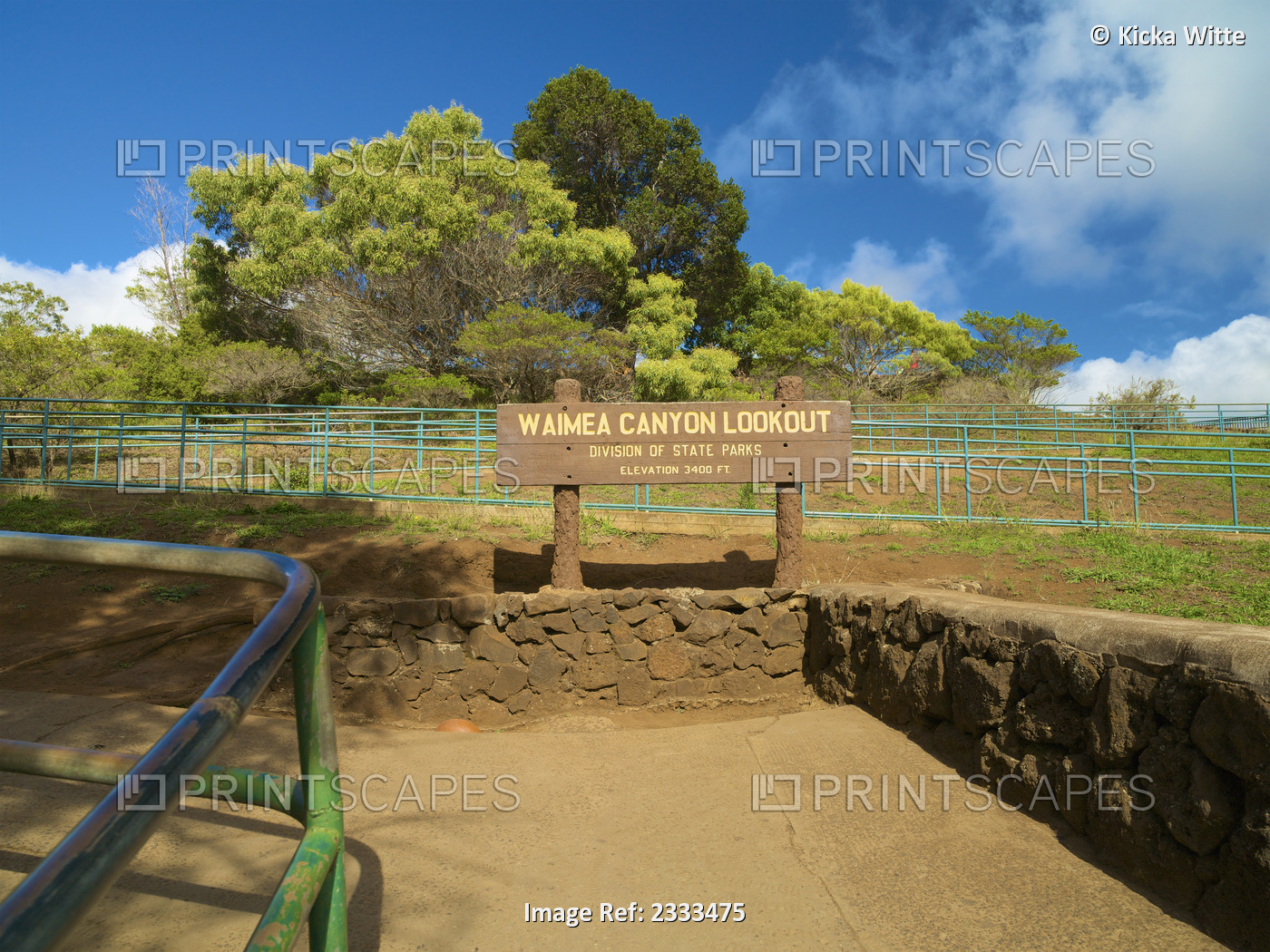 Sign For Waimea Canyon Lookout: Kauai, Hawaii, United States Of America