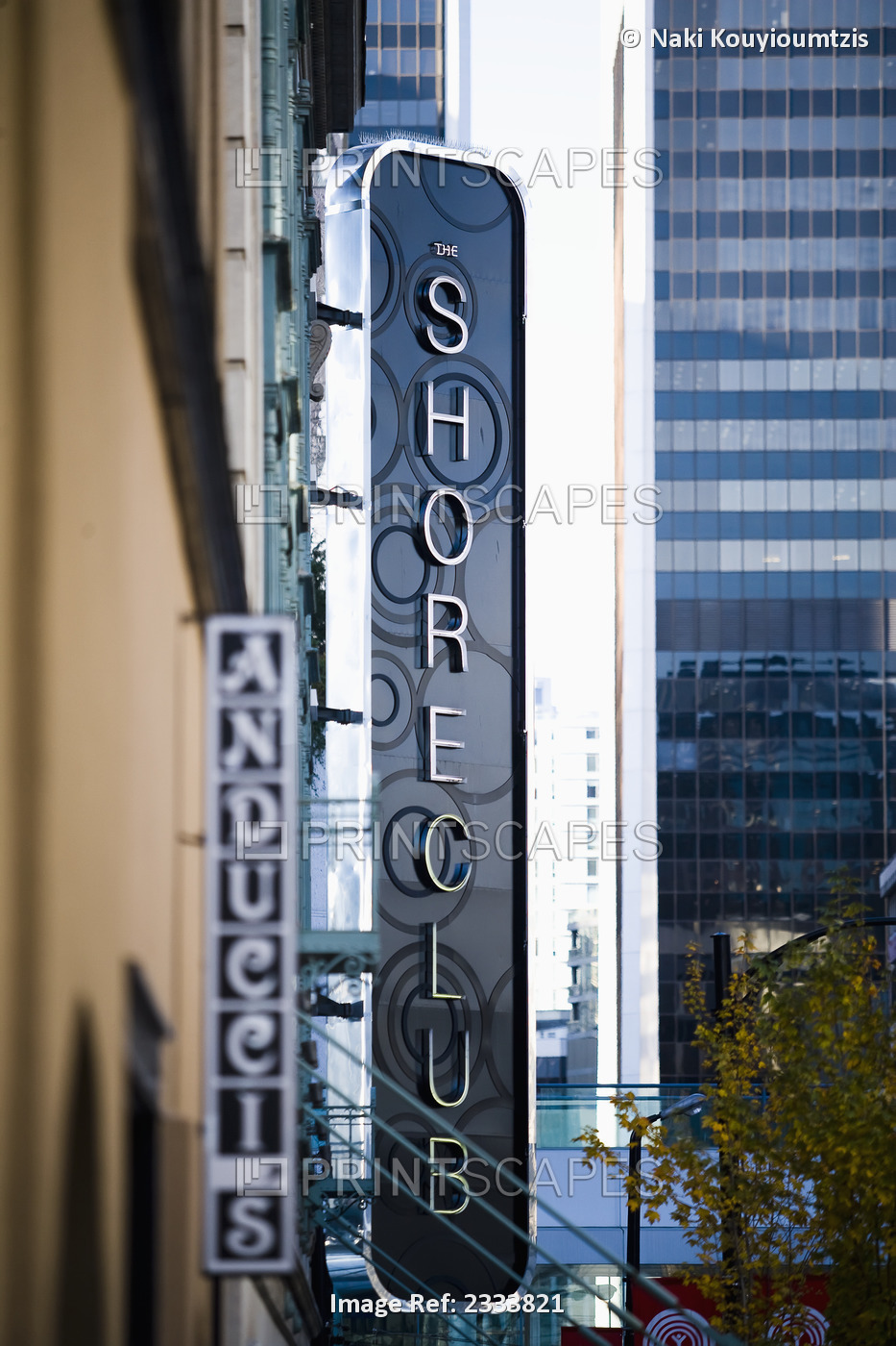 Sign For Shore Club Hotel; Vancouver, British Columbia, Canada