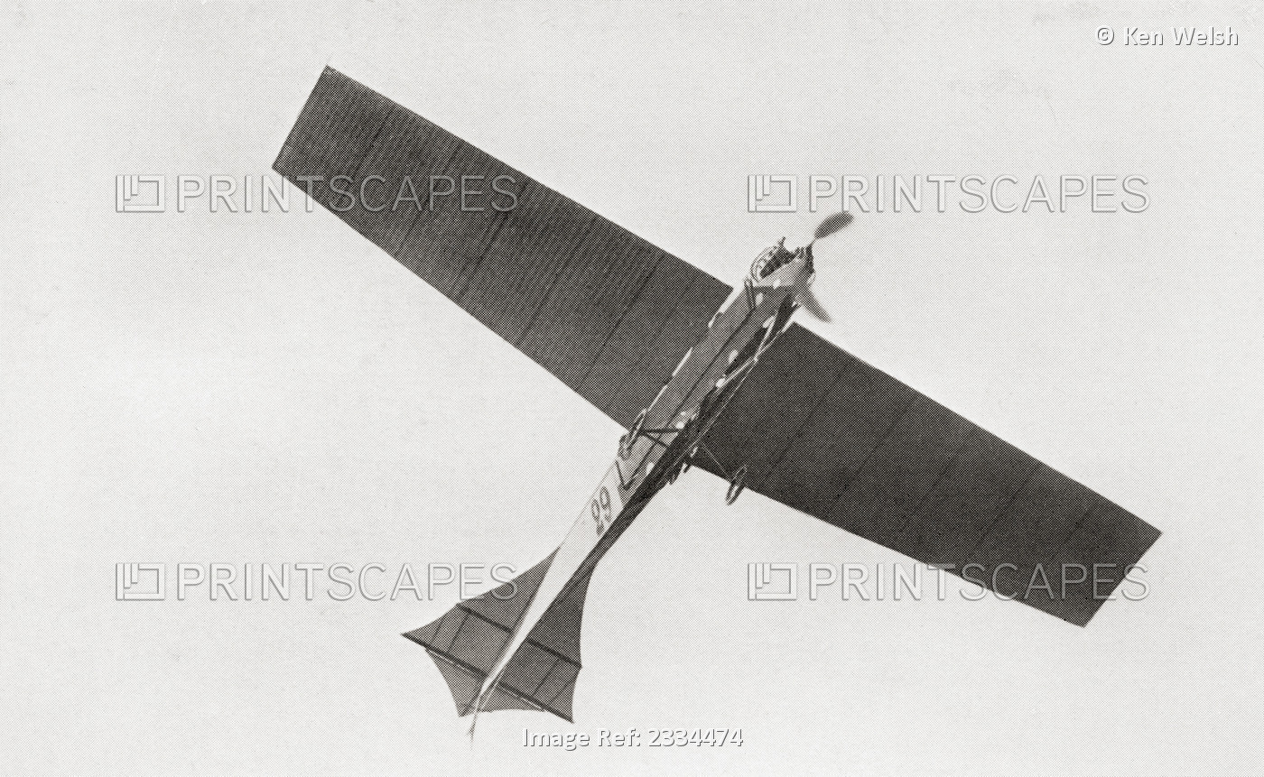 Arthur Latham's Monoplane In The Air In 1909. Arthur Charles Hubert Latham, ...