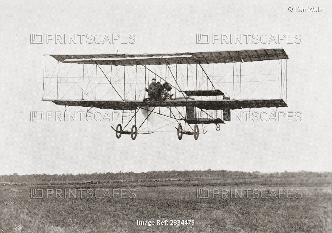 Henri Farman Winning The Grand Prix Of Two Thousand Pounds For The Longest ...